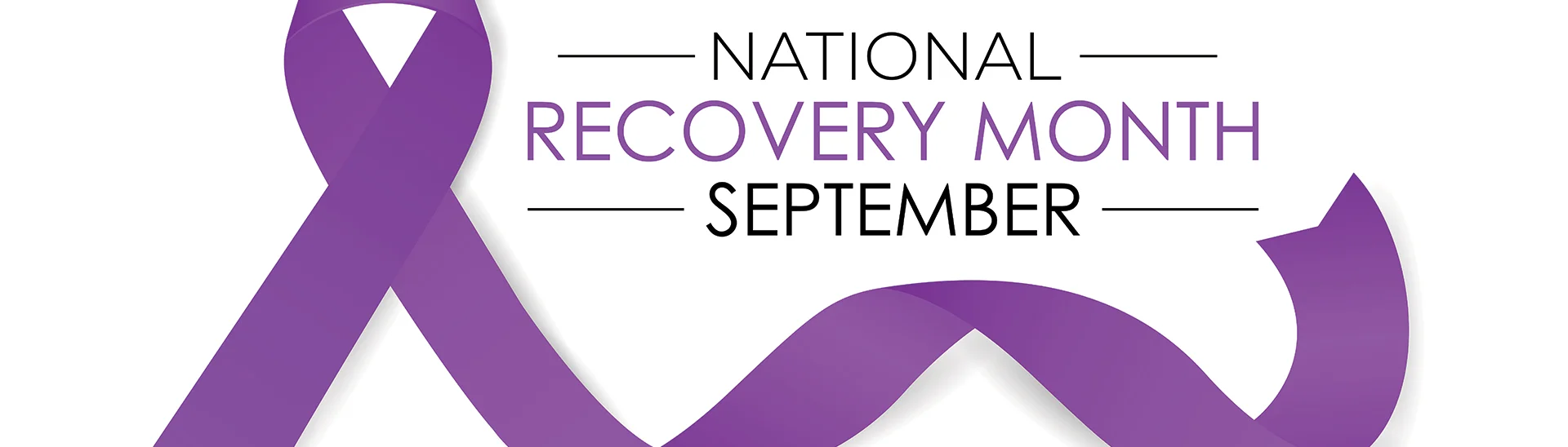 Recovery month banner for September with a purple ribbon.