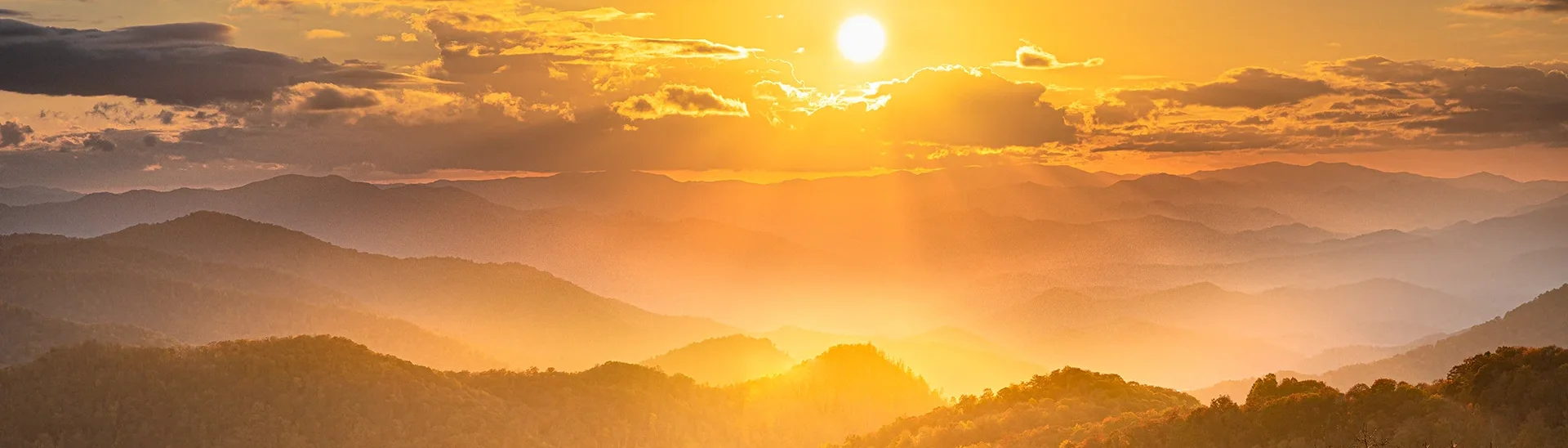 Mountain landscape view of sunrising over the Blue Ridge.